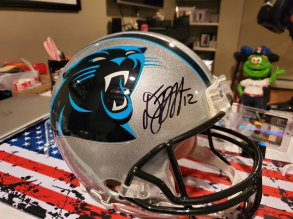 DJ Moore Authentic Riddell Carolina Panthers Full Size Helmet Beckett COA