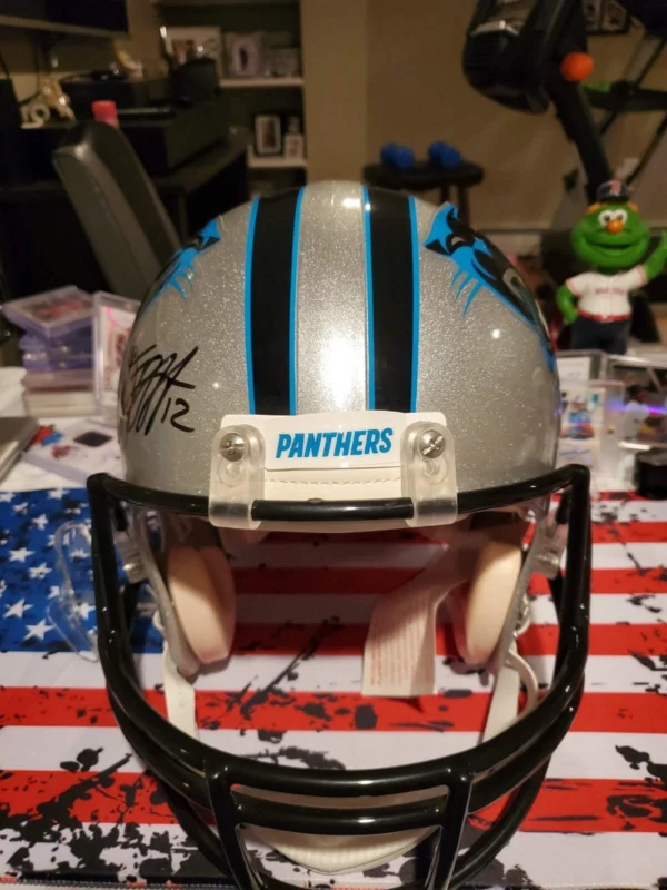 DJ Moore Authentic Riddell Carolina Panthers Full Size Helmet Beckett COA - Image 7