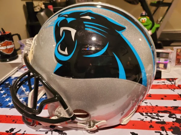 DJ Moore Authentic Riddell Carolina Panthers Full Size Helmet Beckett COA - Image 2
