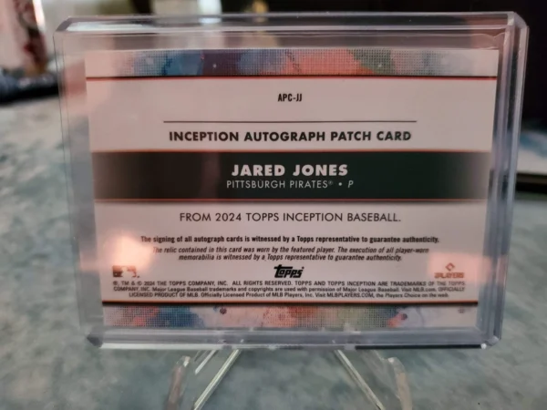 Jared Jones 2024 Topps Inception RC Green /99 RPA Player Worn Patch AUTO Pirates - Image 2