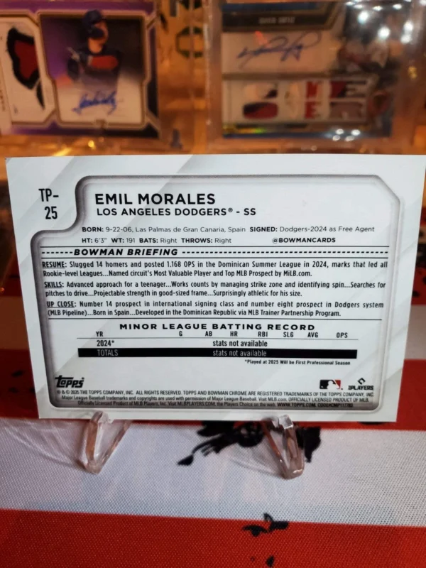 2025 Bowman Chrome Gold NSCC Emil Morales/50 - Image 3