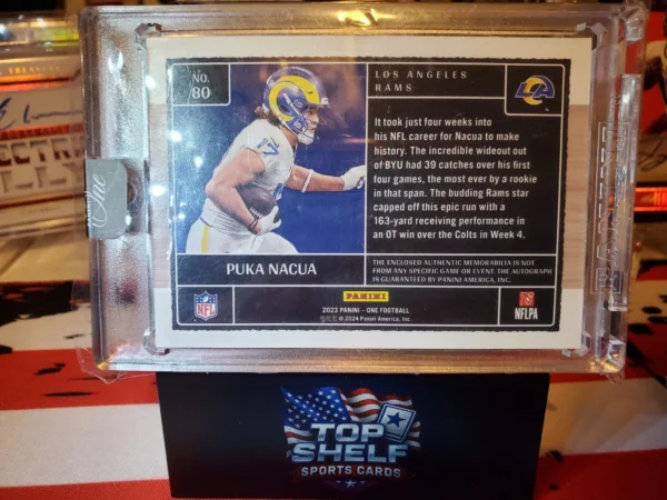 2023 Panini One - Square One Autographs Puka Nacua #80 /99 (AU, RC) - Image 3