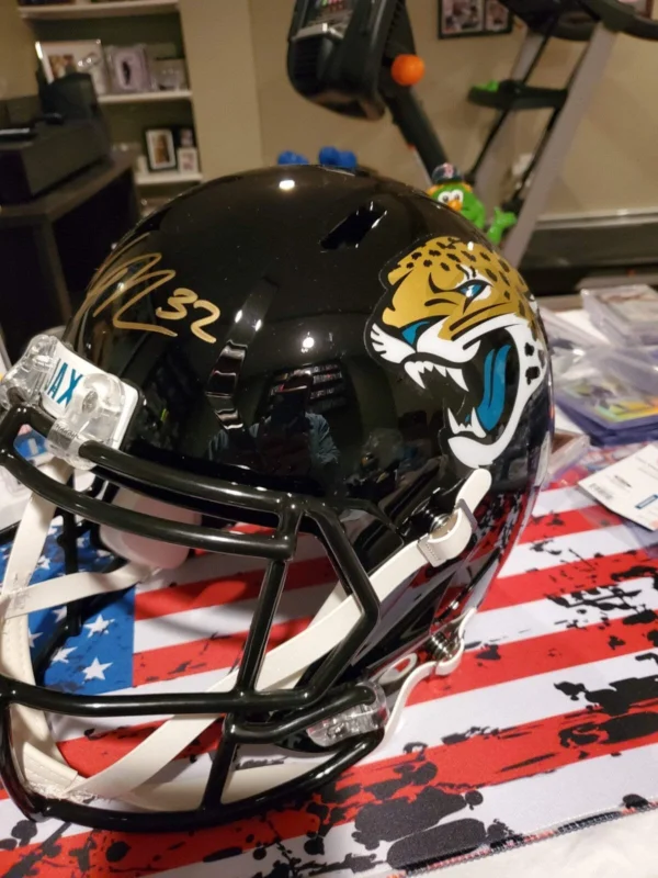 Maurice Jones- Drew MJD Signed Auto JAGUARS Full Size Speed Helmet rep Beckett - Image 5
