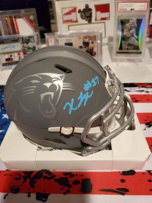 Xavier Leggette Autographed MiniSpeed Helmet (Slate)