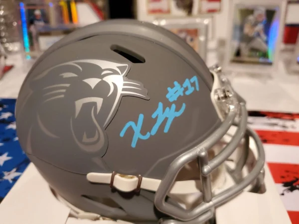 Xavier Leggette Autographed MiniSpeed Helmet (Slate) - Image 4