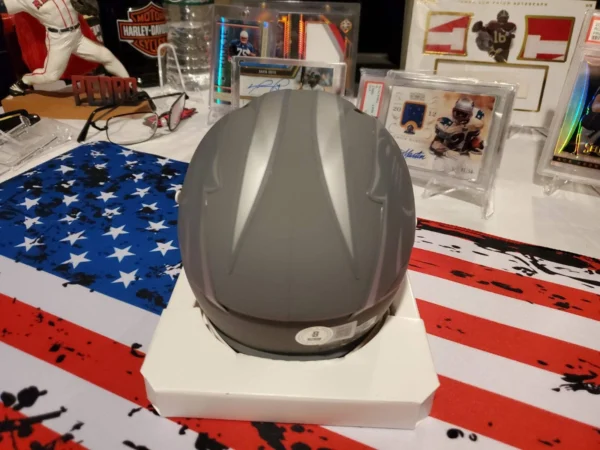 Xavier Leggette Autographed MiniSpeed Helmet (Slate) - Image 7