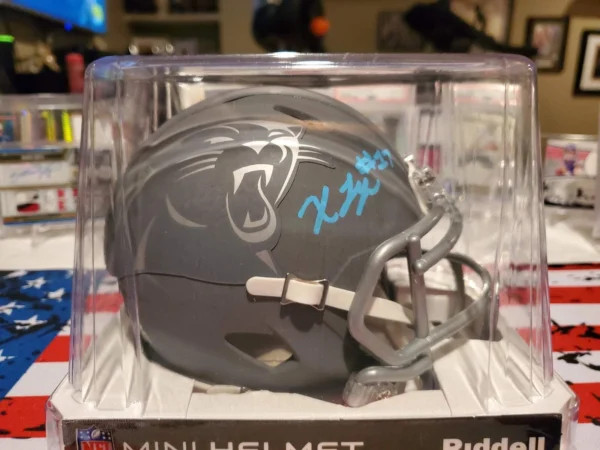 Xavier Leggette Autographed MiniSpeed Helmet (Slate) - Image 10