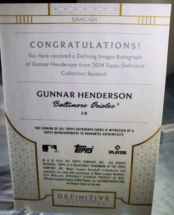 2024 Topps Definitive Collection - Defining Images Autographs Gunnar... - Image 4