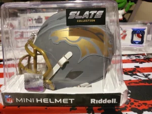 Shannon Sharpe Denver Broncos Signed Mini Slate Helmet. Beckett Certified