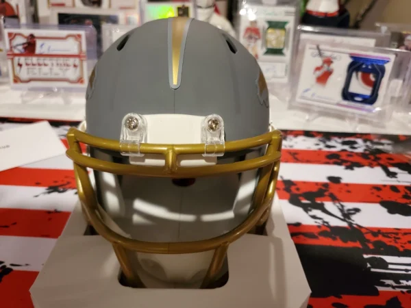 Shannon Sharpe Denver Broncos Signed Mini Slate Helmet. Beckett Certified - Image 5