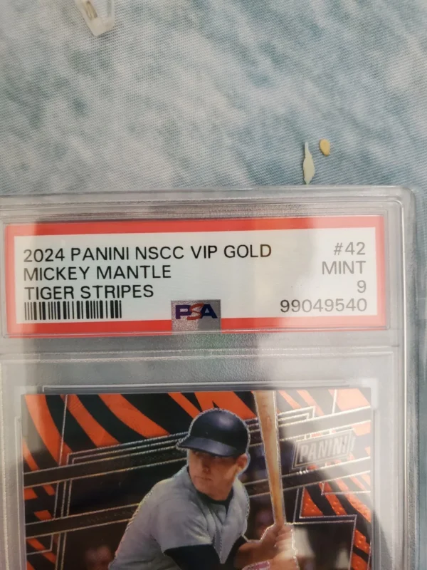 2024 Panini NSCC VIP GOLD #42 MICKEY MANTLE TIGER STRIPES PSA 9 - Image 4
