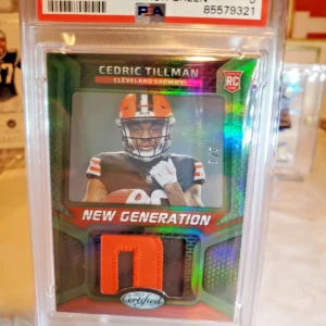 2023 Certified Cedric Tillman New Generation Jerseys Mirror Green/5 Psa 9