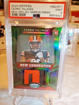 2023 Certified Cedric Tillman New Generation Jerseys Mirror Green/5 Psa 9
