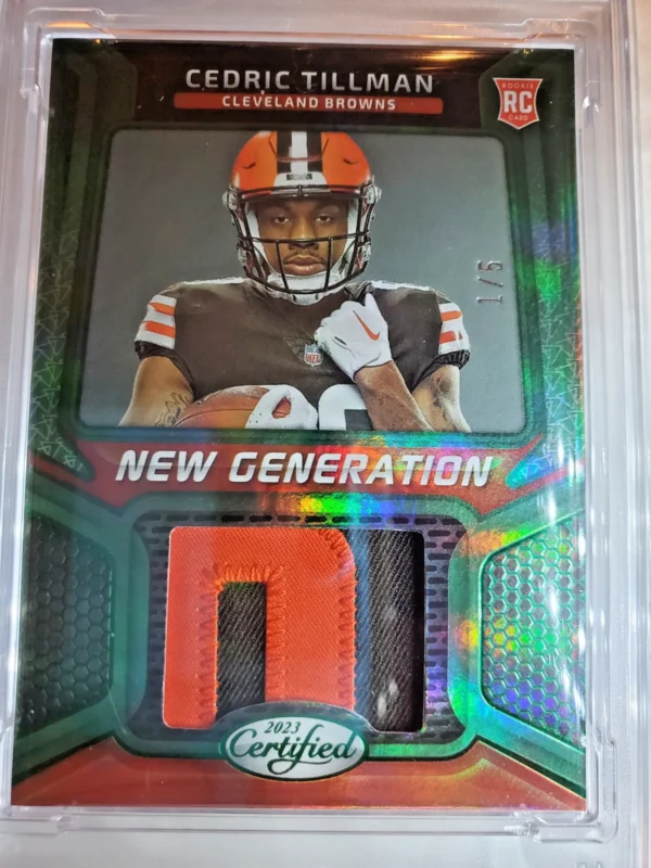 2023 Certified Cedric Tillman New Generation Jerseys Mirror Green/5 Psa 9 - Image 3