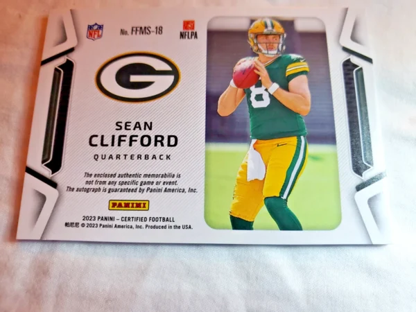2023 Panini Certified Sean Clifford Freshman Fabric RPA 161/199 - Image 5