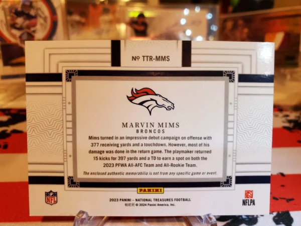 2023 National Treasures Football Rookie Treasures Marvin Mims Patch /49 - Image 2