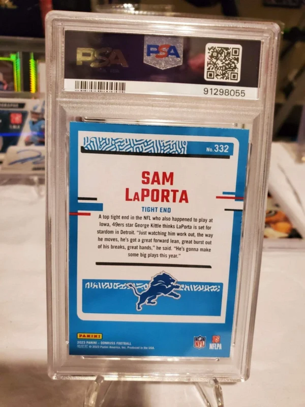 2023 Panini Donruss - Rated Rookie #332 Sam LaPorta (RC) PSA 10 Gem Mint - Image 2