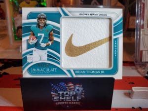 2024 Immaculate Collection Football Brian Thomas Jr. Gloves Brand Logo RC 4/15